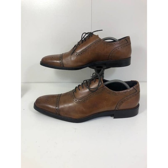 Gordan Rush Leather Percy Oxford Wing Tip Dress Shoes Brown Men\'s US 10.5